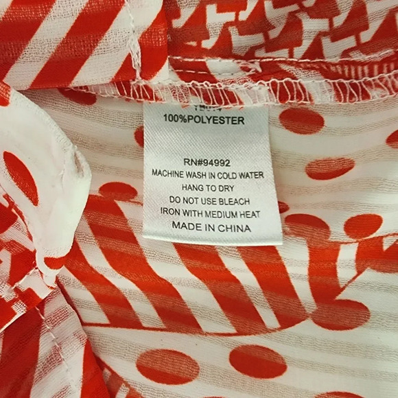 Patrizia Luca Milano Red White Mixed Print Button Down Blouse Long Sleeve Size M - Picture 6 of 6